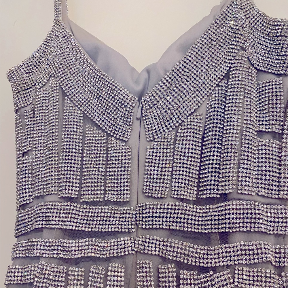 Silver Rhinestone Pageant Dress - Picture 6 of 9